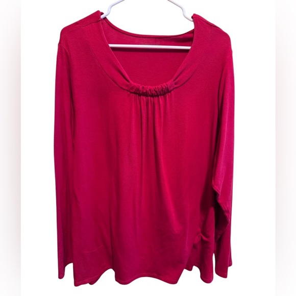 Coldwater Creek Red Women’s Plus Long Sleeve Crew Neck T-Shirt Sz 3X - Picture 1 of 8